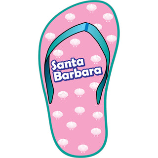 OK4 Santa Barbara Pink Flip Flop with Shell Print Sticker
