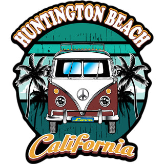 Huntington Beach  California   Burgundy Bus Front View Sticker