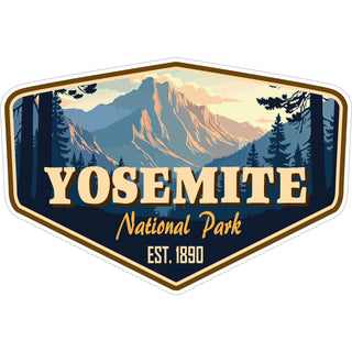 Yosemite Mountain Shield Shape Sticker