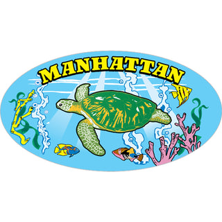 Manhattan Beach  CA Turtle In The Sea Oval Sticker